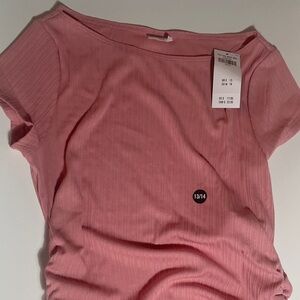 Abercrombie kids Pink Ribbed/Ruched Short Sleeve Tee
